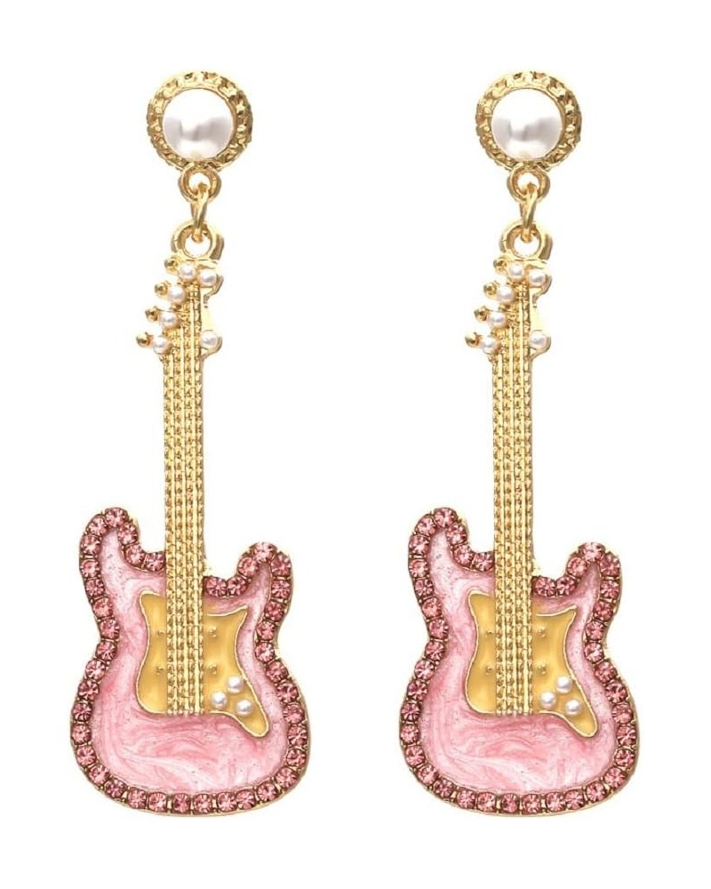 Guitar Earrings for Women, Cute Guitar Earrings for Girls, Music Guitar Statement Dangle Earrings Hypoallergenic, Pink Guitar...