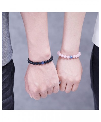 Long Distance Onyx Stone Matching Couples Bracelets Rose Quartz & Onyx $17.10 Bracelets