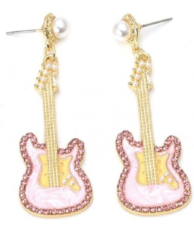 Guitar Earrings for Women, Cute Guitar Earrings for Girls, Music Guitar Statement Dangle Earrings Hypoallergenic, Pink Guitar...