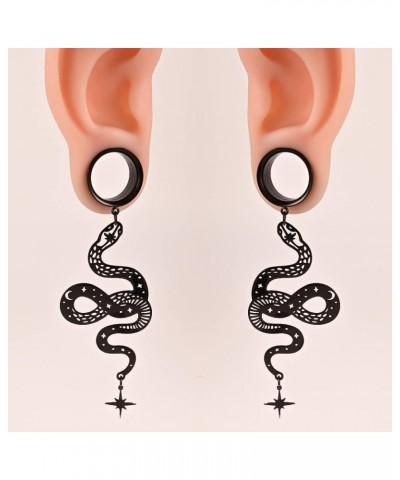 2PCS Snake Dangle Ear Gauges Hypoallergenic Stainless Steel Ear Plugs Ear Hangers for Stretched Ears Tunnels Pair Selling 2g ...