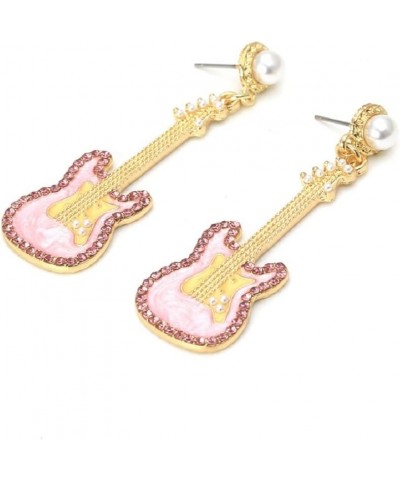 Guitar Earrings for Women, Cute Guitar Earrings for Girls, Music Guitar Statement Dangle Earrings Hypoallergenic, Pink Guitar...