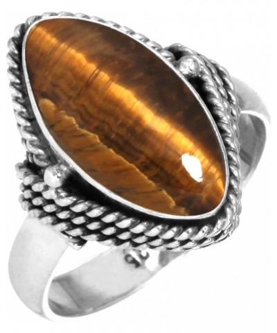 925 Sterling Silver Handmade Ring for Women 8x16 Marquoise Gemstone Fashion Jewelry for Gift (99093_R) Tiger Eye $16.20 Rings