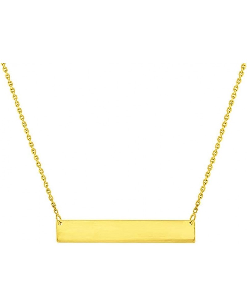 Solid 14k Yellow Gold, White Gold, or Rose Gold Engravable Personalized Bar Necklace with Spring Ring Clasp 17.0 Inches Yello...