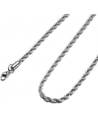 Twist Chain Necklace - Stainless Steel Rope Jewelry for Men & Women 30 Inches 2.5mm Wide $9.71 Necklaces