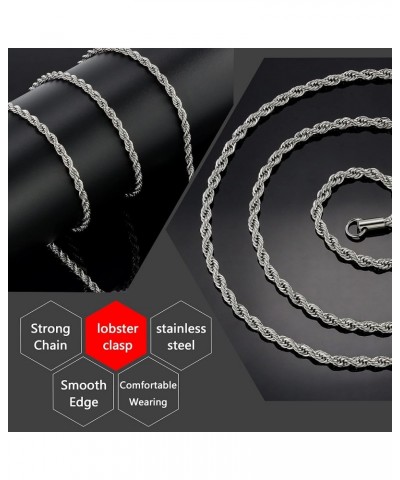 Twist Chain Necklace - Stainless Steel Rope Jewelry for Men & Women 30 Inches 2.5mm Wide $9.71 Necklaces