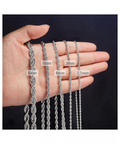 Twist Chain Necklace - Stainless Steel Rope Jewelry for Men & Women 30 Inches 2.5mm Wide $9.71 Necklaces