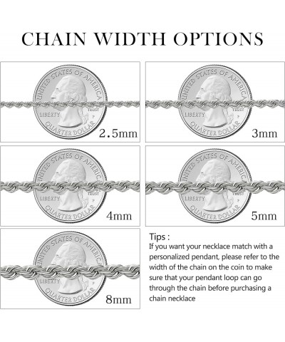 Twist Chain Necklace - Stainless Steel Rope Jewelry for Men & Women 30 Inches 2.5mm Wide $9.71 Necklaces