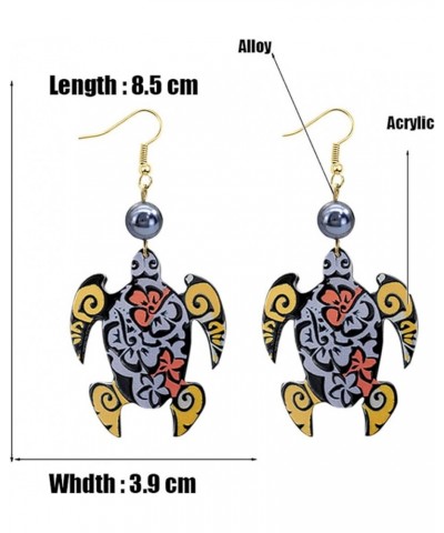 Bohemian Sea Turtle Dangle Earrings for Women Summer Beach Ocean Animals Earring Vintage Tribal Turtle Earrings Handmade Hawa...