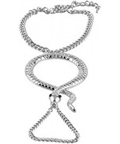 Snake Adjustable Finger Ring and Hand Chain Bracelet Silvertone metal $7.25 Bracelets