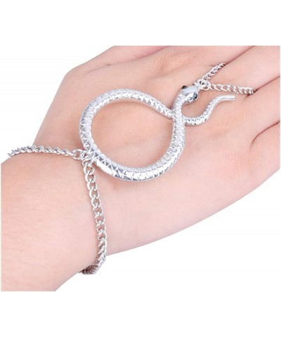 Snake Adjustable Finger Ring and Hand Chain Bracelet Silvertone metal $7.25 Bracelets