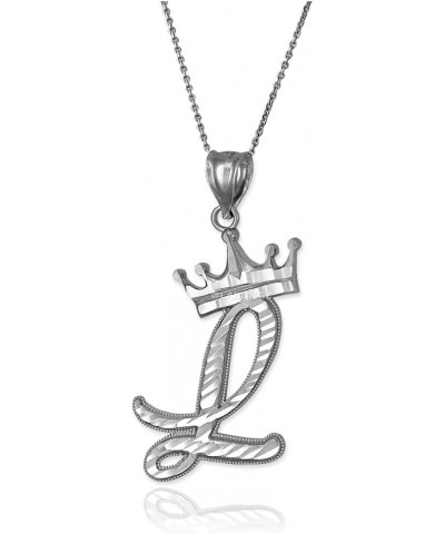 Sterling Silver Letter 'L' Initial Cursive Crown DC Pendant Necklace 22" Necklace $20.58 Necklaces