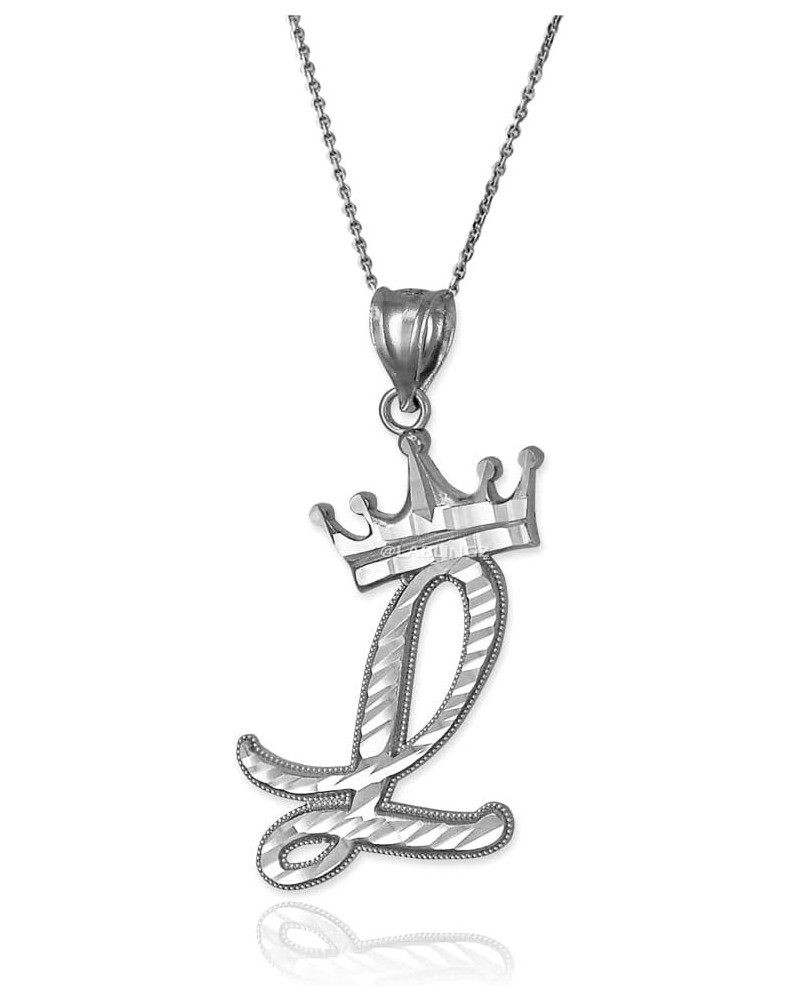 Sterling Silver Letter 'L' Initial Cursive Crown DC Pendant Necklace 22" Necklace $20.58 Necklaces