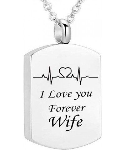 Urn Necklaces Memorial Stainless Steel Pendant Electrocardiogram Engraved I Love You Forever. Rolo Chain 60Cm Silver Wife $13...