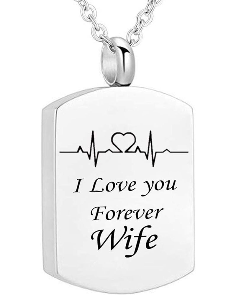 Urn Necklaces Memorial Stainless Steel Pendant Electrocardiogram Engraved I Love You Forever. Rolo Chain 60Cm Silver Wife $13...