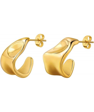 Gold Hoop Earrings for Women C-Shape Loops Drop Dangle Earring Chunky Statement Fashion Jewelry Style-5 $9.53 Earrings