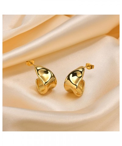 Gold Hoop Earrings for Women C-Shape Loops Drop Dangle Earring Chunky Statement Fashion Jewelry Style-5 $9.53 Earrings