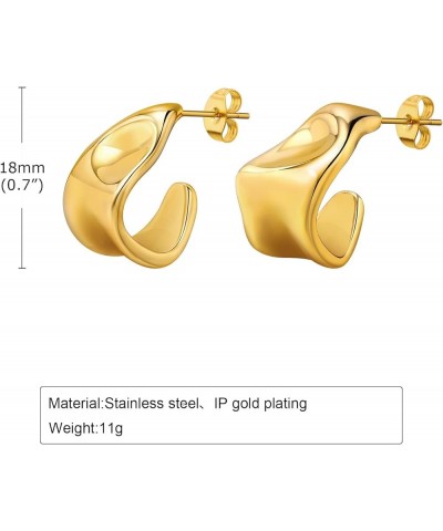 Gold Hoop Earrings for Women C-Shape Loops Drop Dangle Earring Chunky Statement Fashion Jewelry Style-5 $9.53 Earrings