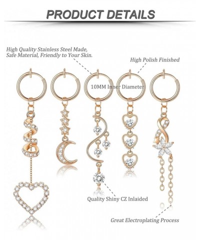 5Pcs Stainless Steel Fake Belly Rings for Women Girls Clip on Belly Button Rings Non Piercing Faux Navel Rings Rose-Gold $8.5...