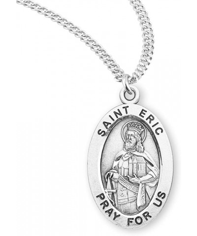 Sterling Silver Oval Patron Saint Medal St. Eric $23.01 Necklaces