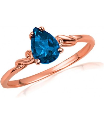 Modern 10k Rose Gold Pear-Cut Personalized Birthstone Ladies Ring December Birthstone $47.17 Rings