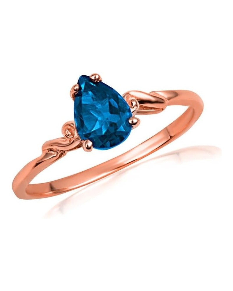 Modern 10k Rose Gold Pear-Cut Personalized Birthstone Ladies Ring December Birthstone $47.17 Rings