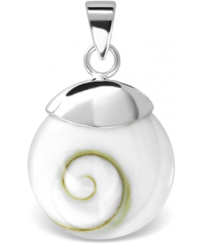 WithLoveSilver 925 Sterling Silver Eye of Shiva Shell Spiral Pendant Round $11.75 Pendants