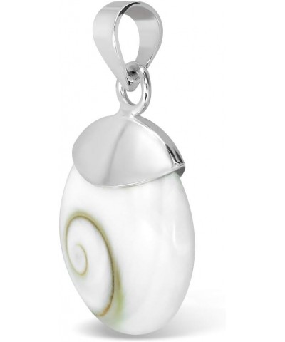 WithLoveSilver 925 Sterling Silver Eye of Shiva Shell Spiral Pendant Round $11.75 Pendants