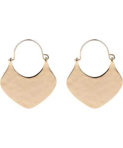 Classic Boho Crescent Shape Hammered Metal Hoop Earring for Women and Young Girls Gold $7.00 Earrings