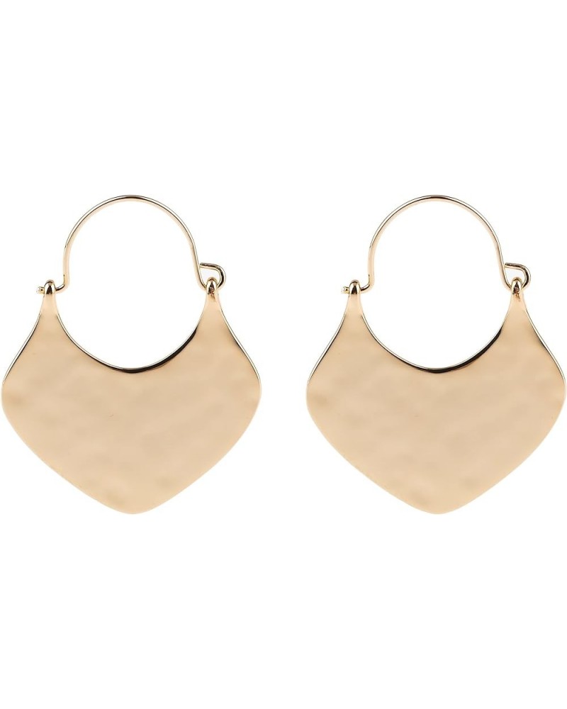 Classic Boho Crescent Shape Hammered Metal Hoop Earring for Women and Young Girls Gold $7.00 Earrings