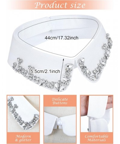 12 Pcs Rhinestone Collar for Women Detachable Dickey Collar Fake Collar Pearl Half Shirt Blouse Faux Collar, White Black Colo...