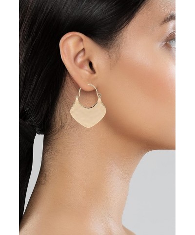 Classic Boho Crescent Shape Hammered Metal Hoop Earring for Women and Young Girls Gold $7.00 Earrings