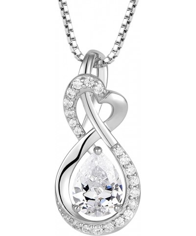 Infinity Pendant Necklace 925 Sterling Silver Teardrop Birthstone Jewelry for Women 04-diamond-Apr $24.20 Necklaces