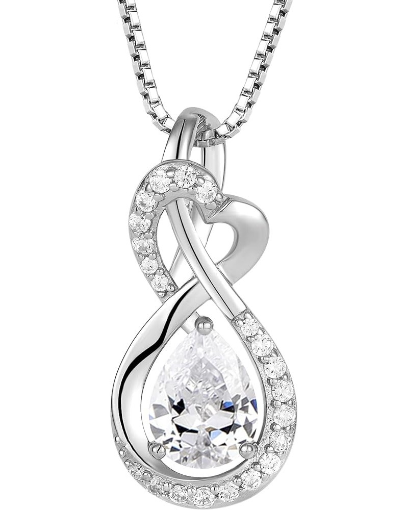 Infinity Pendant Necklace 925 Sterling Silver Teardrop Birthstone Jewelry for Women 04-diamond-Apr $24.20 Necklaces