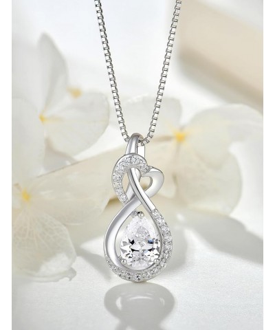 Infinity Pendant Necklace 925 Sterling Silver Teardrop Birthstone Jewelry for Women 04-diamond-Apr $24.20 Necklaces