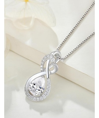 Infinity Pendant Necklace 925 Sterling Silver Teardrop Birthstone Jewelry for Women 04-diamond-Apr $24.20 Necklaces