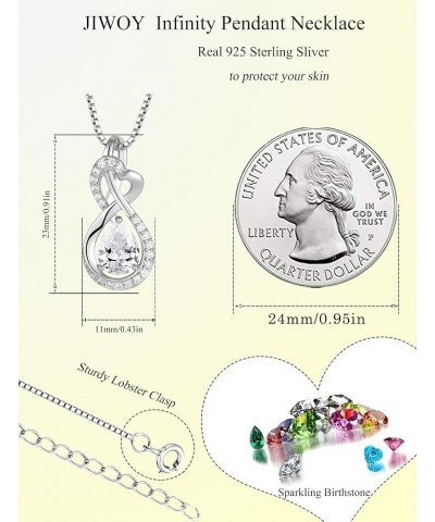 Infinity Pendant Necklace 925 Sterling Silver Teardrop Birthstone Jewelry for Women 04-diamond-Apr $24.20 Necklaces