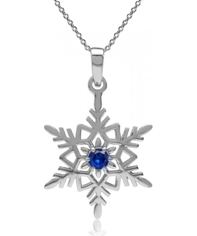 925 Sterling Silver Cubic Zirconia Stones Snowflake Pendant with 18 Inch Chain Necklace Jewelry for Women blue sapphire cubic...