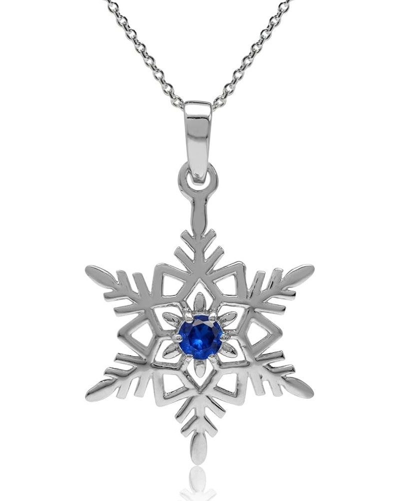 925 Sterling Silver Cubic Zirconia Stones Snowflake Pendant with 18 Inch Chain Necklace Jewelry for Women blue sapphire cubic...