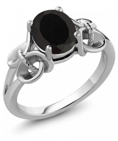 925 Sterling Silver Black Onyx Engagement Ring For Women (2.60 Cttw, Gemstone Birthstone, Oval 9X7MM Available In Size 5,6,7,...