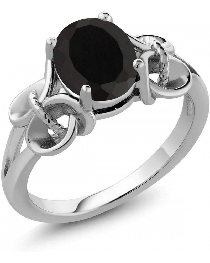 925 Sterling Silver Black Onyx Engagement Ring For Women (2.60 Cttw, Gemstone Birthstone, Oval 9X7MM Available In Size 5,6,7,...