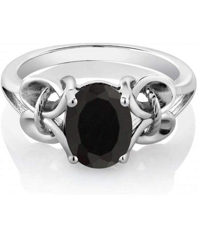 925 Sterling Silver Black Onyx Engagement Ring For Women (2.60 Cttw, Gemstone Birthstone, Oval 9X7MM Available In Size 5,6,7,...