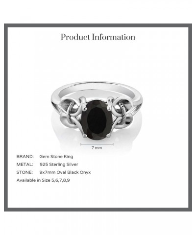 925 Sterling Silver Black Onyx Engagement Ring For Women (2.60 Cttw, Gemstone Birthstone, Oval 9X7MM Available In Size 5,6,7,...