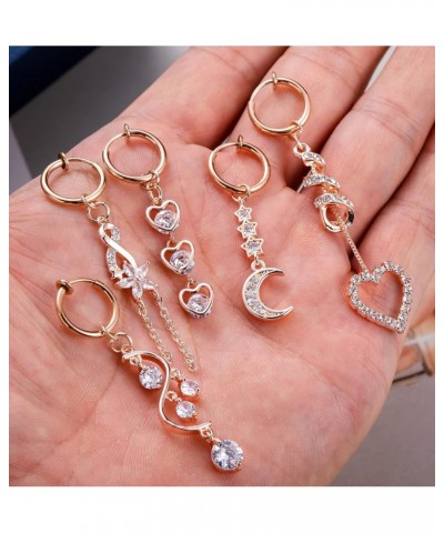 5Pcs Stainless Steel Fake Belly Rings for Women Girls Clip on Belly Button Rings Non Piercing Faux Navel Rings Rose-Gold $8.5...