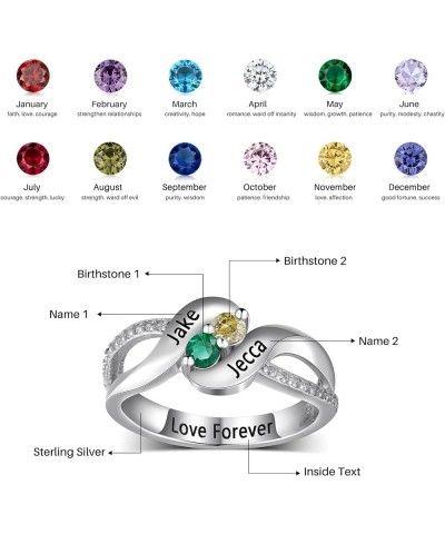 Personalized Rings for Women Promise Rings Gifts for Her with Name Custom Birthstone Rings for Mother's Day Sterling Silver M...