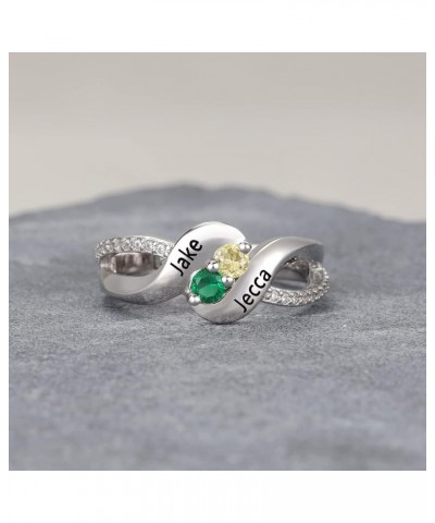 Personalized Rings for Women Promise Rings Gifts for Her with Name Custom Birthstone Rings for Mother's Day Sterling Silver M...