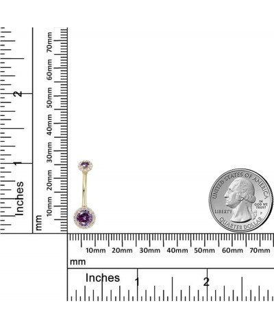 10K Gold Simulated Diamond CZ Frame Belly Button Ring Body Jewelry (14 Gauge) Purple $39.00 Body Jewelry