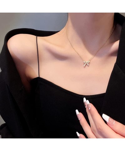 Super flash full drill bow-tie necklace, clavicle chain female niche design sense neck ornaments neck chain temperament acces...