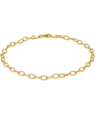 925 Sterling Silver 4.5mm Filo Chain Link Anklet - Available in Silver or Yellow Yellow 9.0 Inches $10.35 Anklets