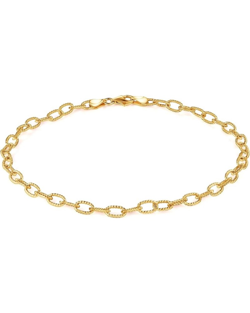 925 Sterling Silver 4.5mm Filo Chain Link Anklet - Available in Silver or Yellow Yellow 9.0 Inches $10.35 Anklets