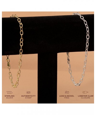 925 Sterling Silver 4.5mm Filo Chain Link Anklet - Available in Silver or Yellow Yellow 9.0 Inches $10.35 Anklets